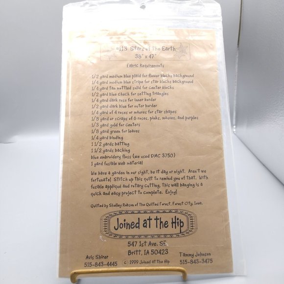 UNCUT Vintage Quilt Sewing Patterns, Stars of the Earth 113, Joined at the Hip - Picture 3 of 3